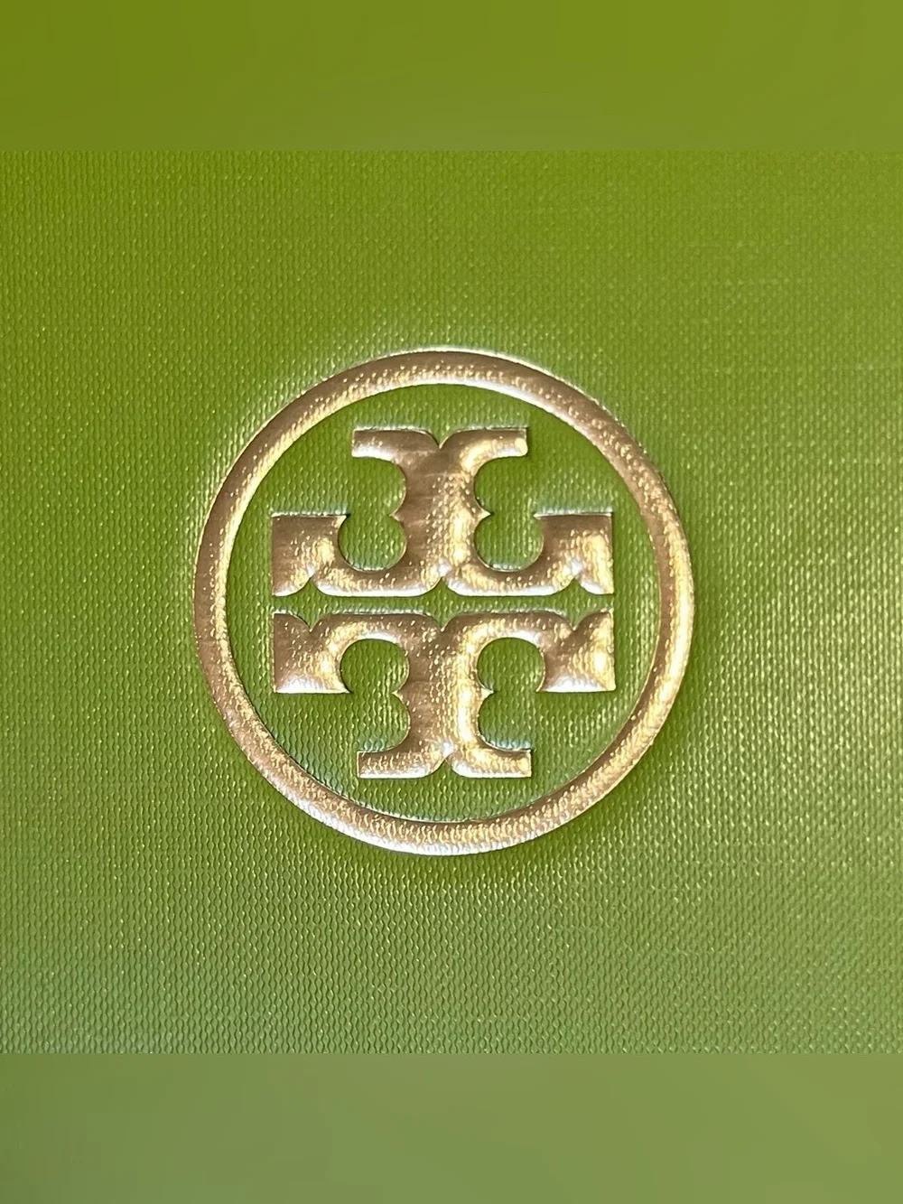 Tory Burch Signature Green Shoebox & Matching Dust Bag Set
